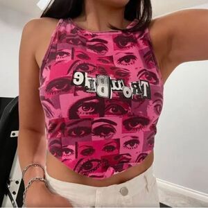 Urban Outfitters Trouble Pink Open Back Top Women’s Large